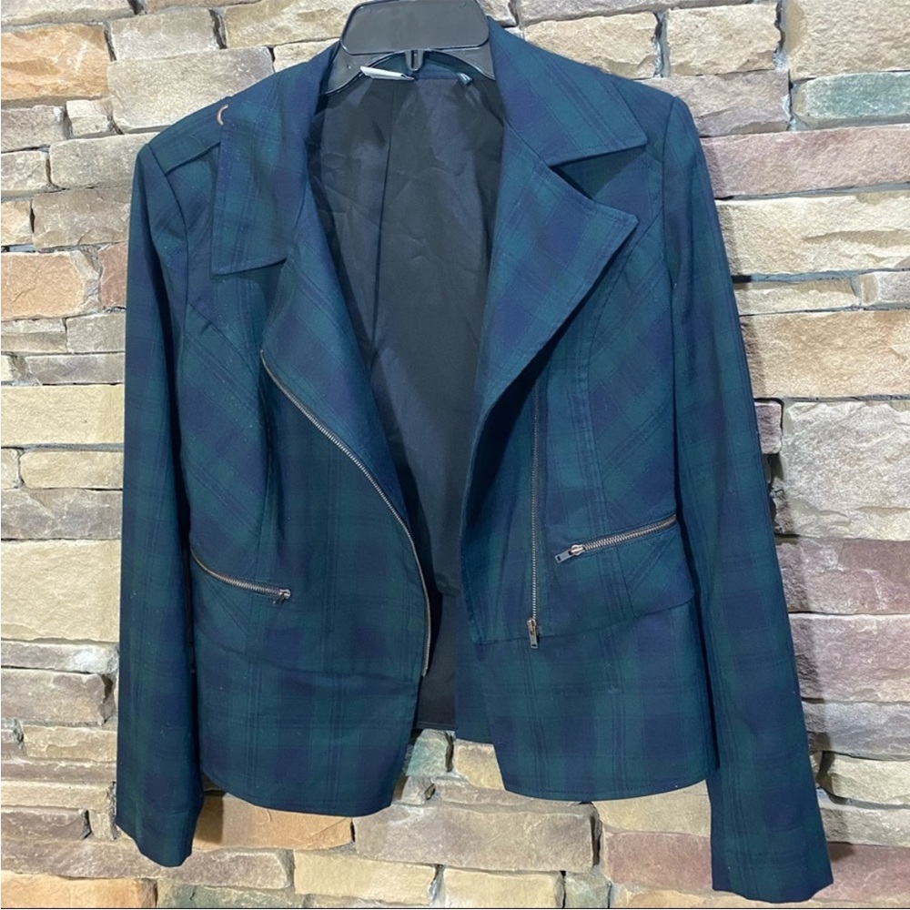 Cabi Tartan Blazer Green/Navy Blue Sz 6 - Picture 4 of 5